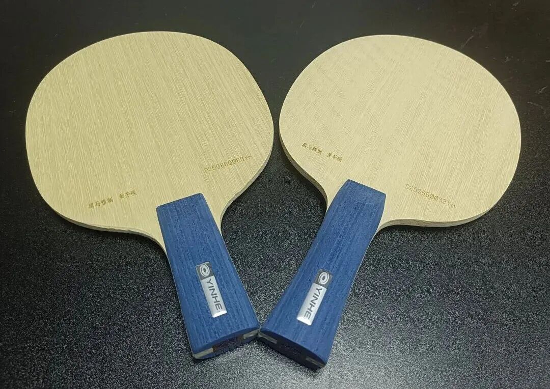 Yinhe Dark Horse Custom KLC inner-carbon blade face showing Blue-Gold Workshop craftsmanship