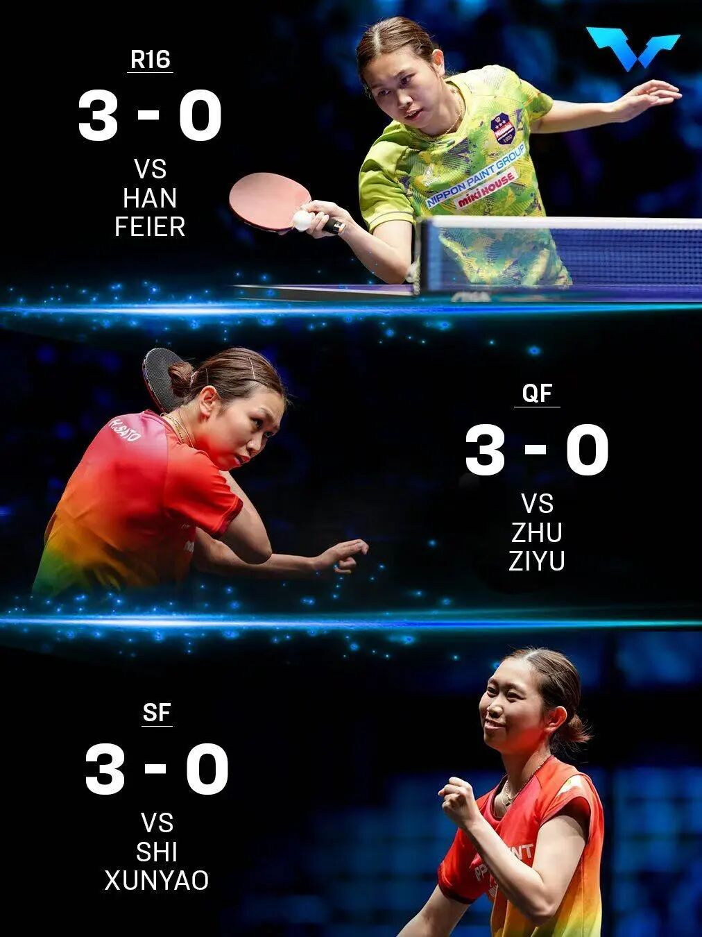 Sato Hitomi chopper in action during Taiyuan WTT Challenge women's singles match