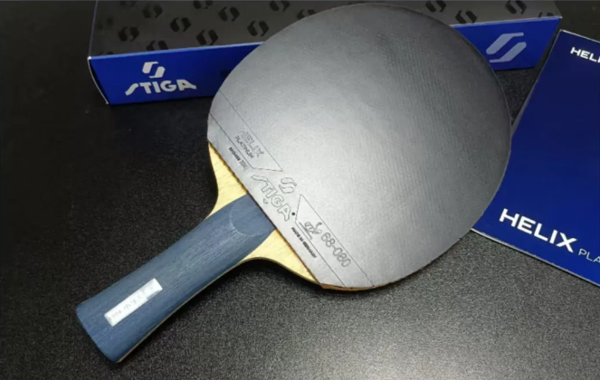Moregard playing against teammate Franziska using Cyber 6 Gold Label blade with HELIX Platinum XH rubbers