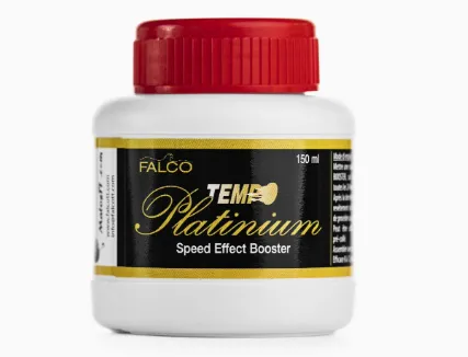 Falco TEMPO Oil booster bottle claiming 8 to 12 week spin and speed improvement