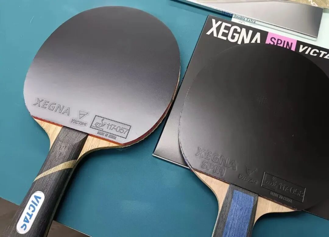 Victas XEGNA and XEGNA SPIN lightly tacky rubber sheets on display at the 2026 expo