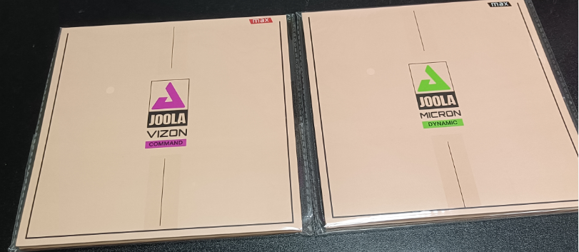 JOOLA Micron Dynamic and Vizon Command beginner rubber packaging side by side