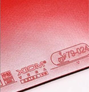 Xiom Vega China VM rubber sheet showing topsheet texture