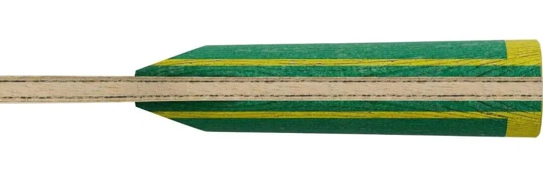 Hugo Calderano's JOOLA ARY-C blade showing Trinity Charged rubber backhand side