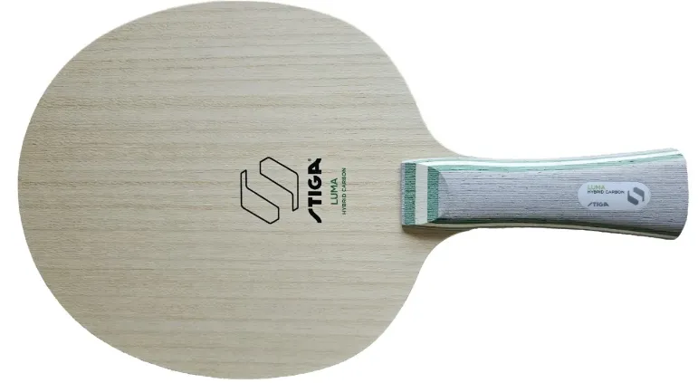 Stiga LUMA Hybrid Carbon blade with Korean-made outer green aramid carbon structure