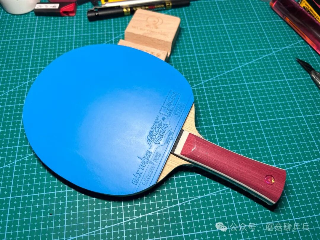 Mizutani Jun Major all-wood blade angled view highlighting ayous core plies