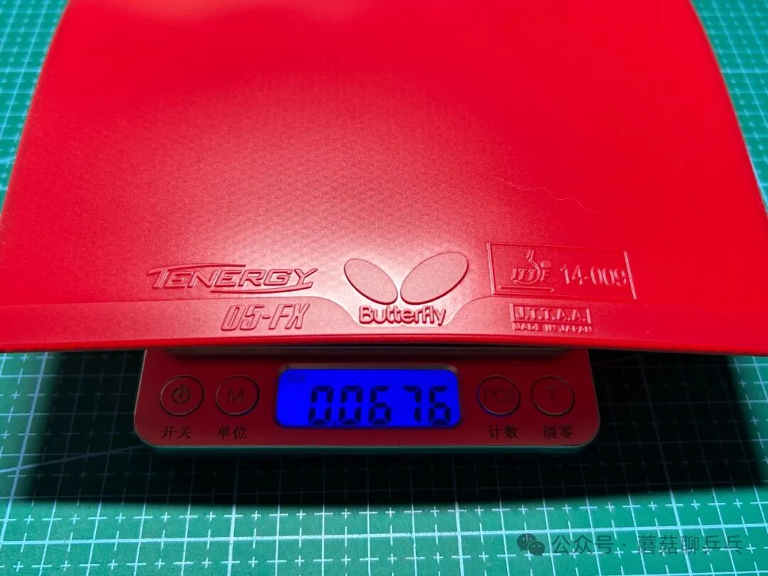 Butterfly Tenergy 05 FX sheet weight measurement at 67.6g bare weight