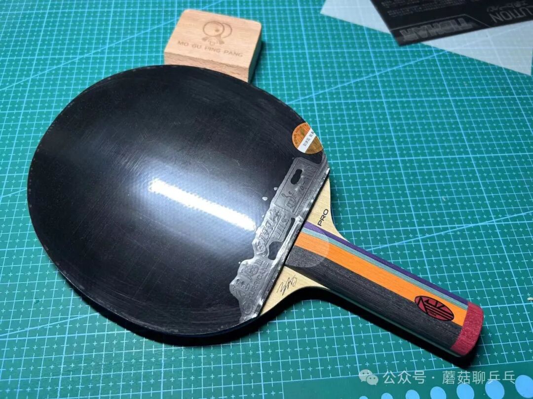 Completed setup of XIOM Cho Dae-Seong TMX PRO ST blade after rubber change