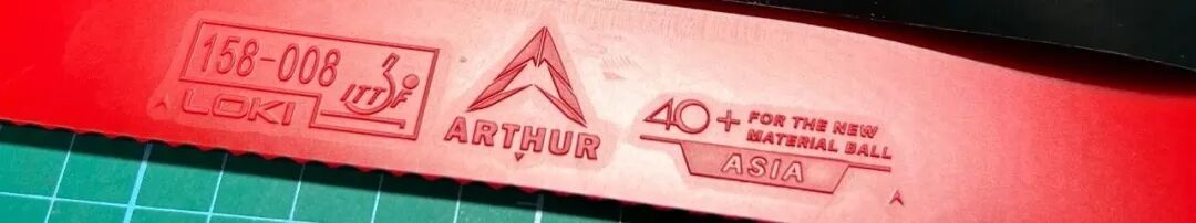 Loki Arthur Asia rubber package showing tacky forehand rubber with Kunlun sponge design