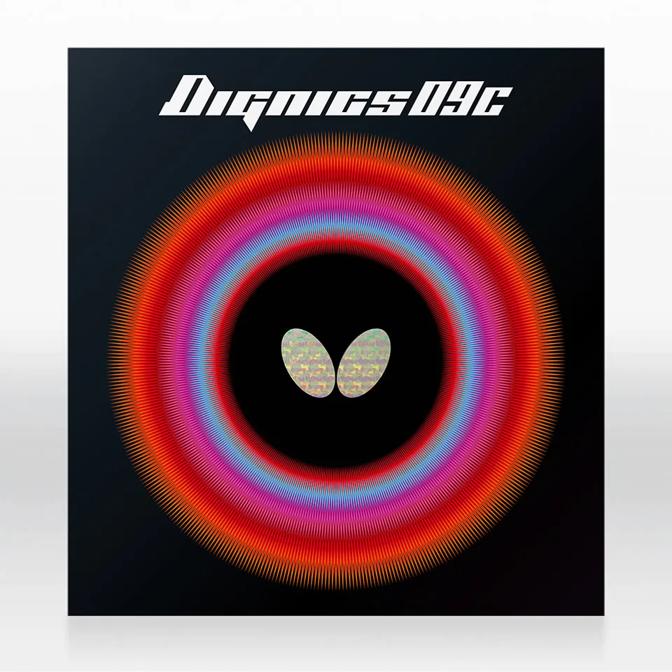 Butterfly Dignics 09C rubber packaging showing black sponge and purple label
