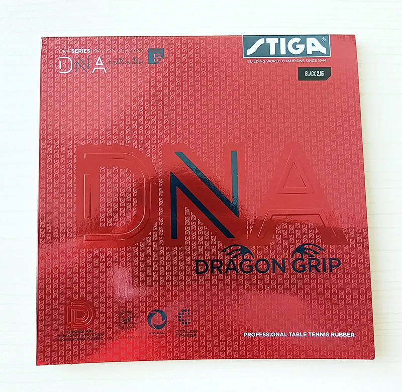 Stiga DNA Dragon Grip rubber package showing grippy topsheet for strong spin generation