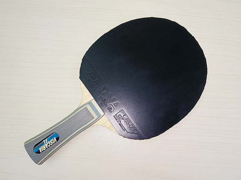 DNA Dragon Grip rubber mounted on blade showing sponge thickness and density