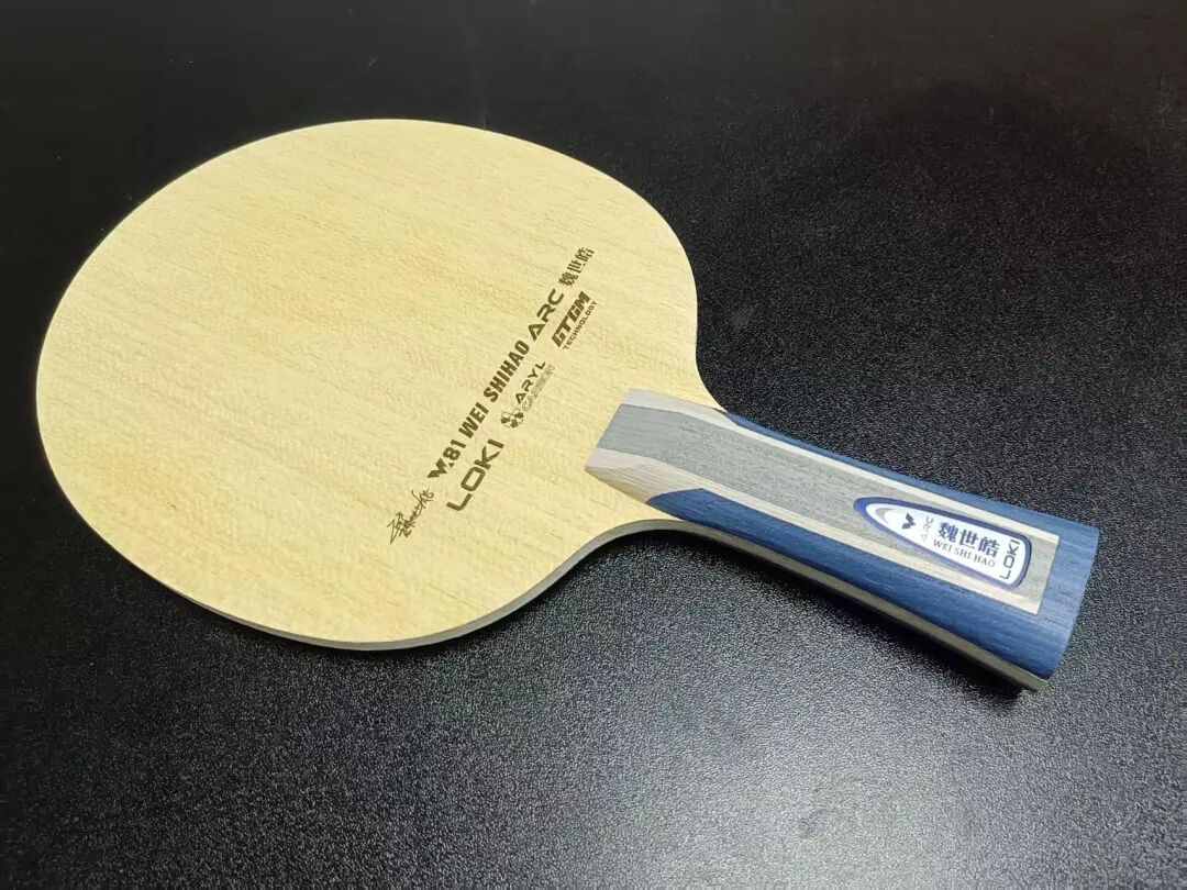 Loki Wei Shihao ARC blade with Koto face ply and outer polyarylate fiber layer