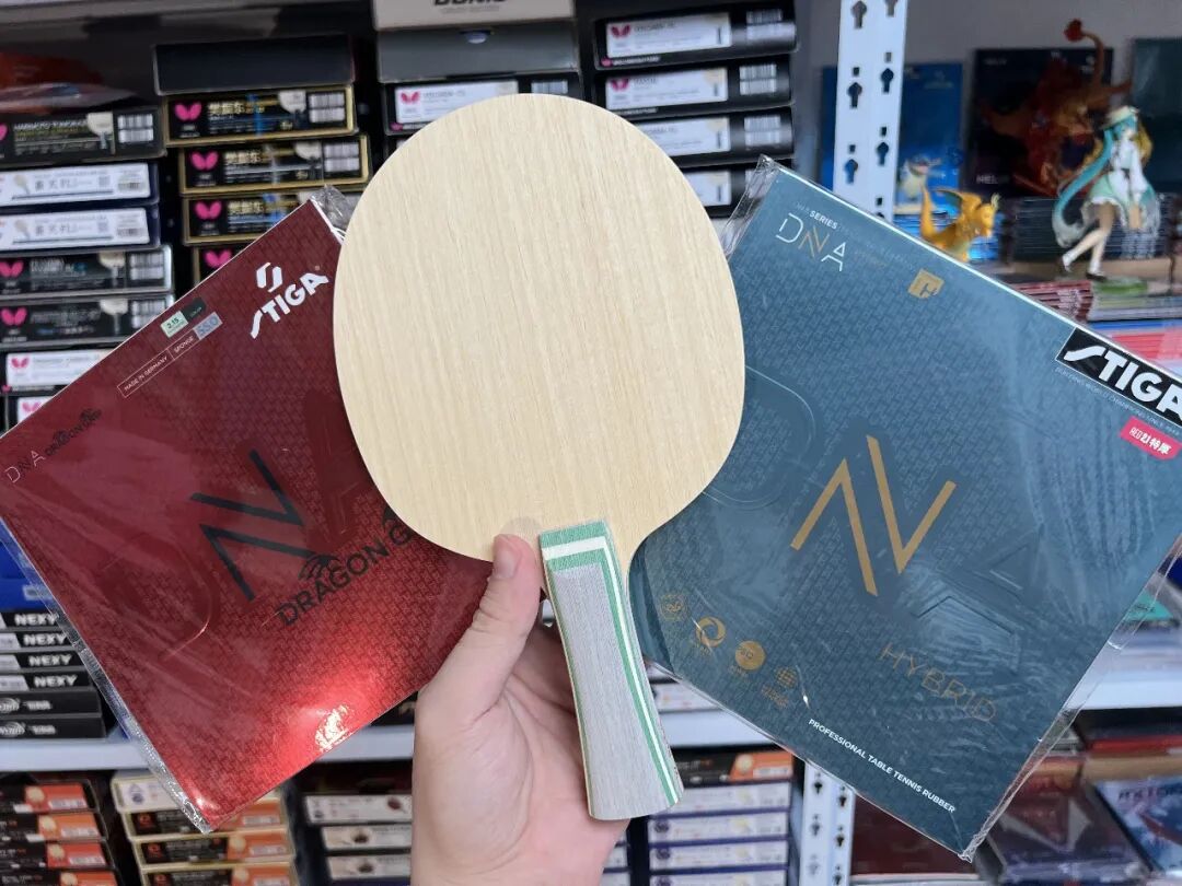 Test setup of Stiga Luma pro-stock blade with Dragon rubber and Hybrid DNA H